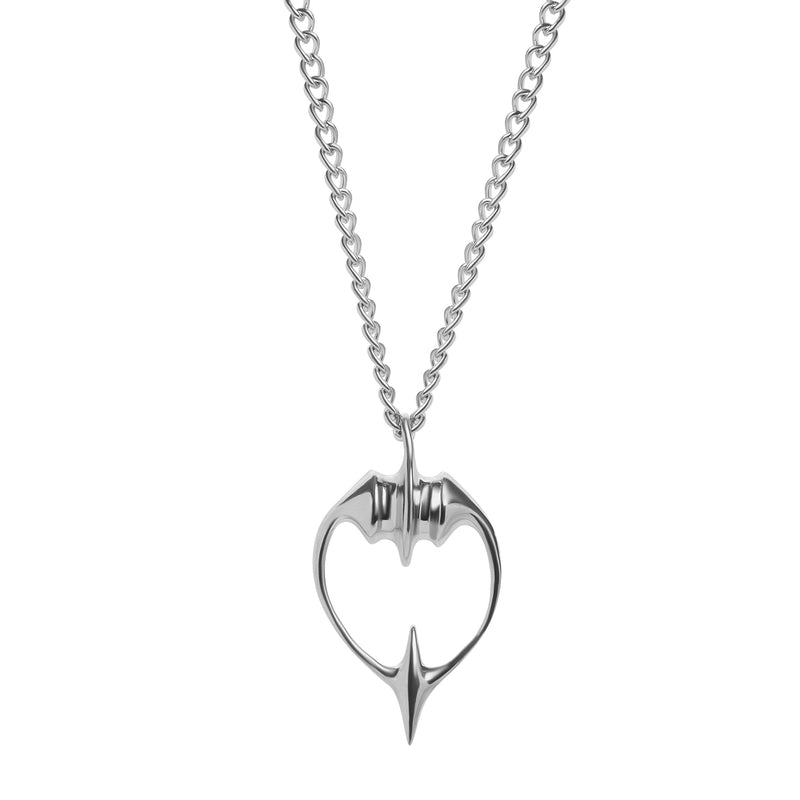 Collier pendentif pendule en acier argenté
