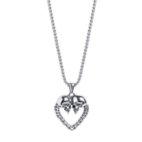 Collier pendentif cœur squelette en argent