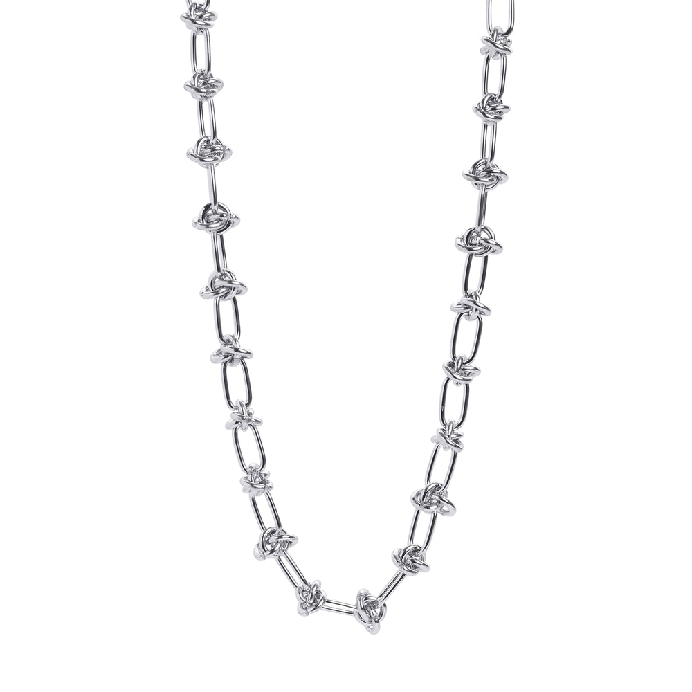 Silver Steel Chunky Knotted Chain Choker - Silver Steel Chunky Knotted Chain Choker / Alternative Jewellery