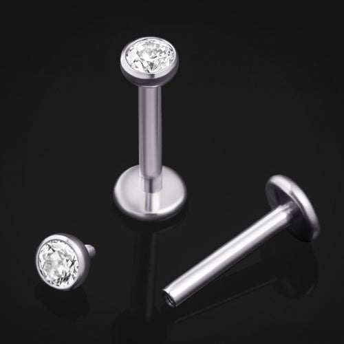 Labret-Stift, Silber, Innengewinde, ASTM F136 Titan, 1,2 mm