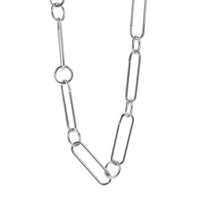 Collier ras-du-cou en chaîne trombone en acier argenté