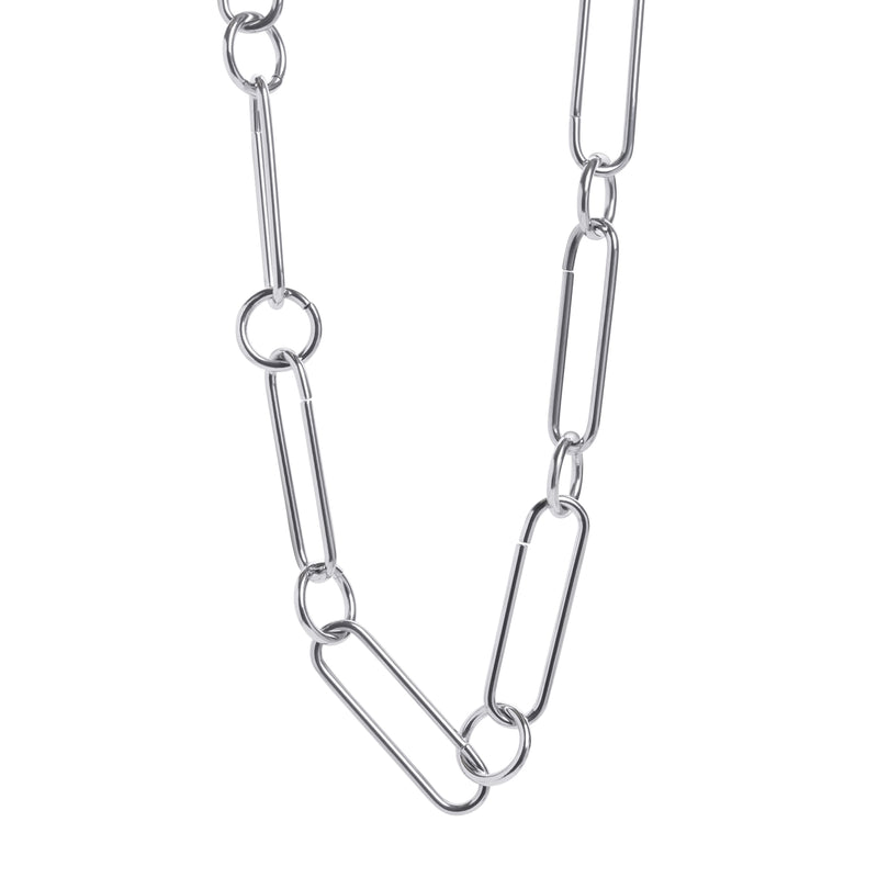 Collier ras-du-cou en chaîne trombone en acier argenté