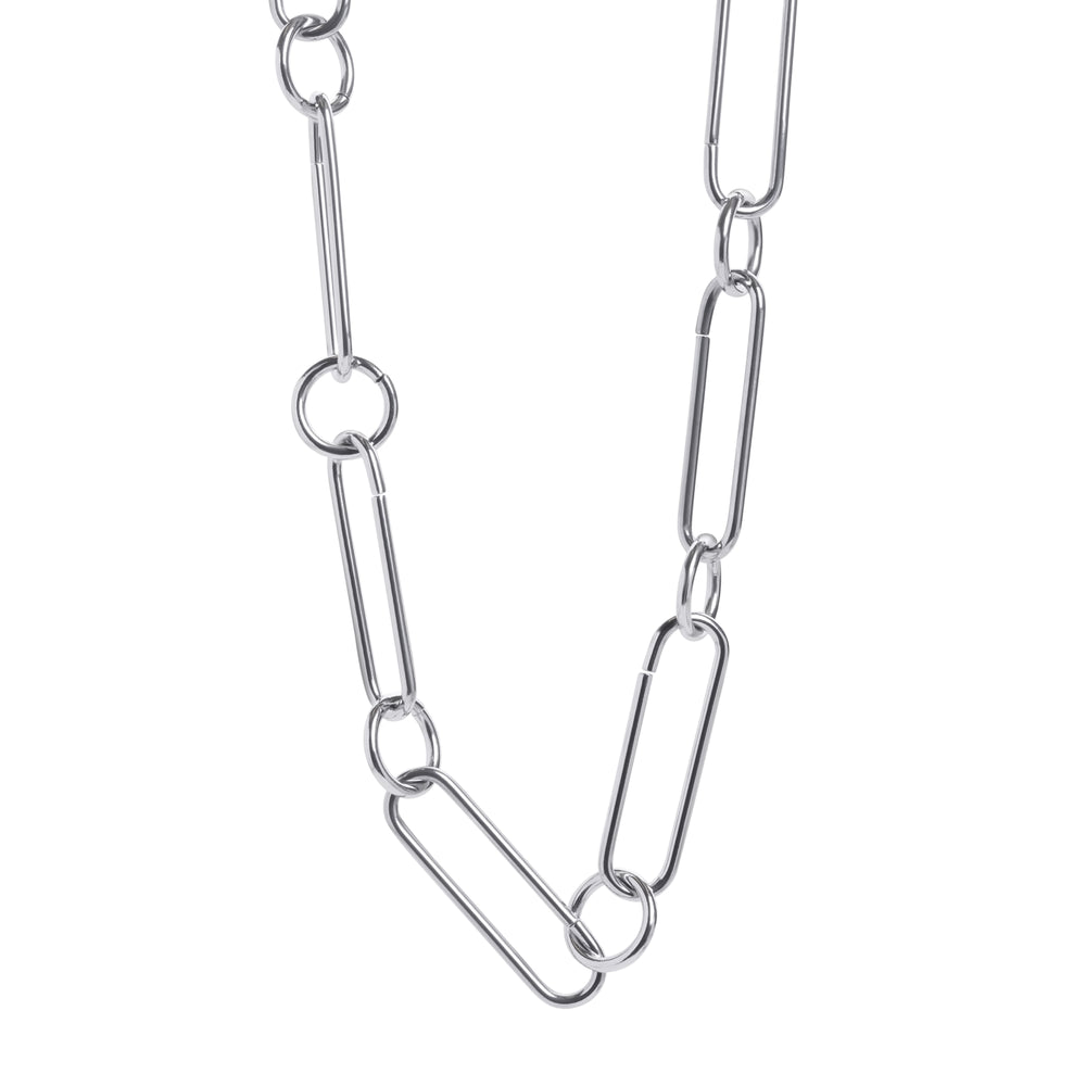 Silver Steel Paperclip Chain Choker Necklace - Silver Steel Paperclip Chain Choker Necklace / Alternative Jewellery