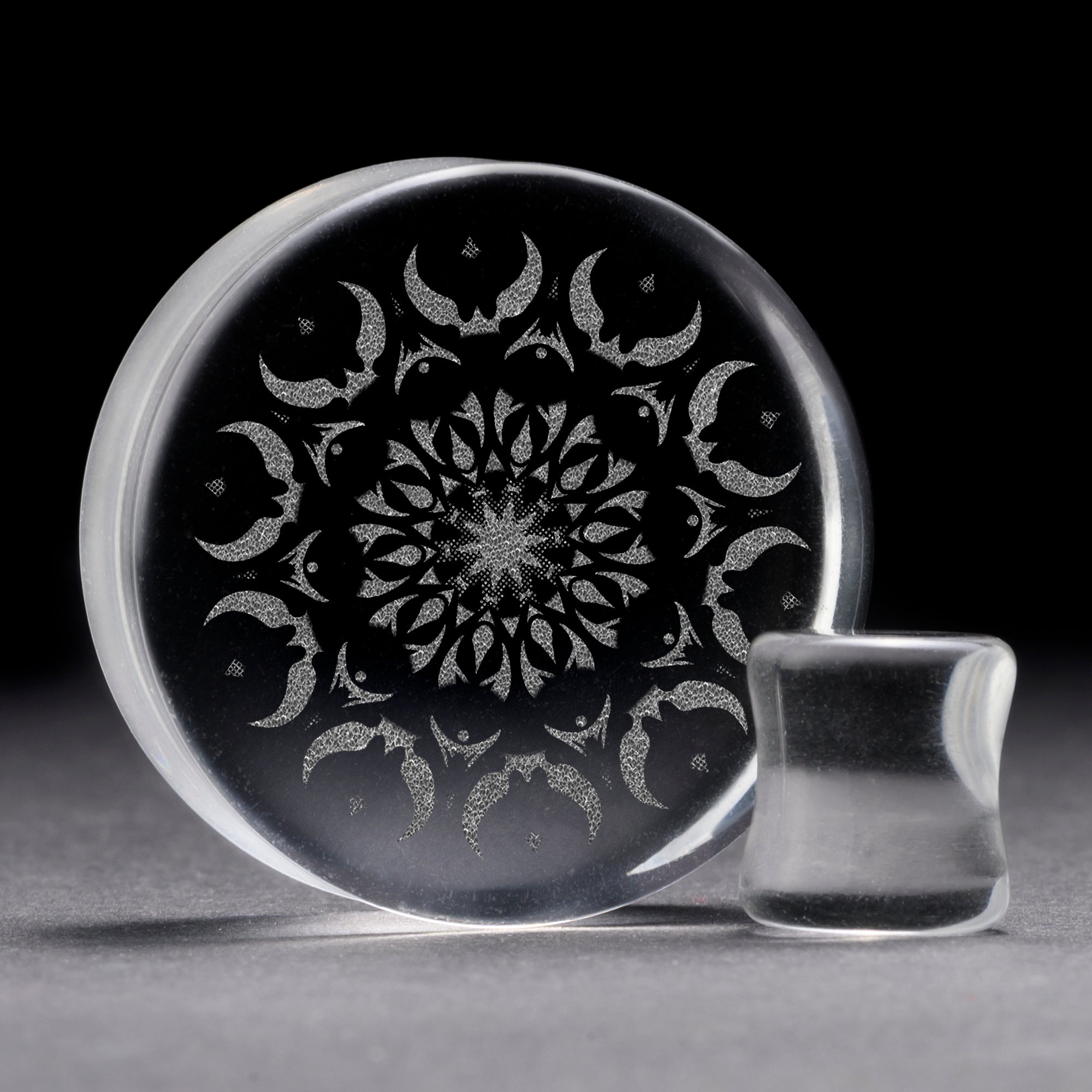 Faded Mandala Plug / Gauge - Clear Glass | Flat Faced Double Flare