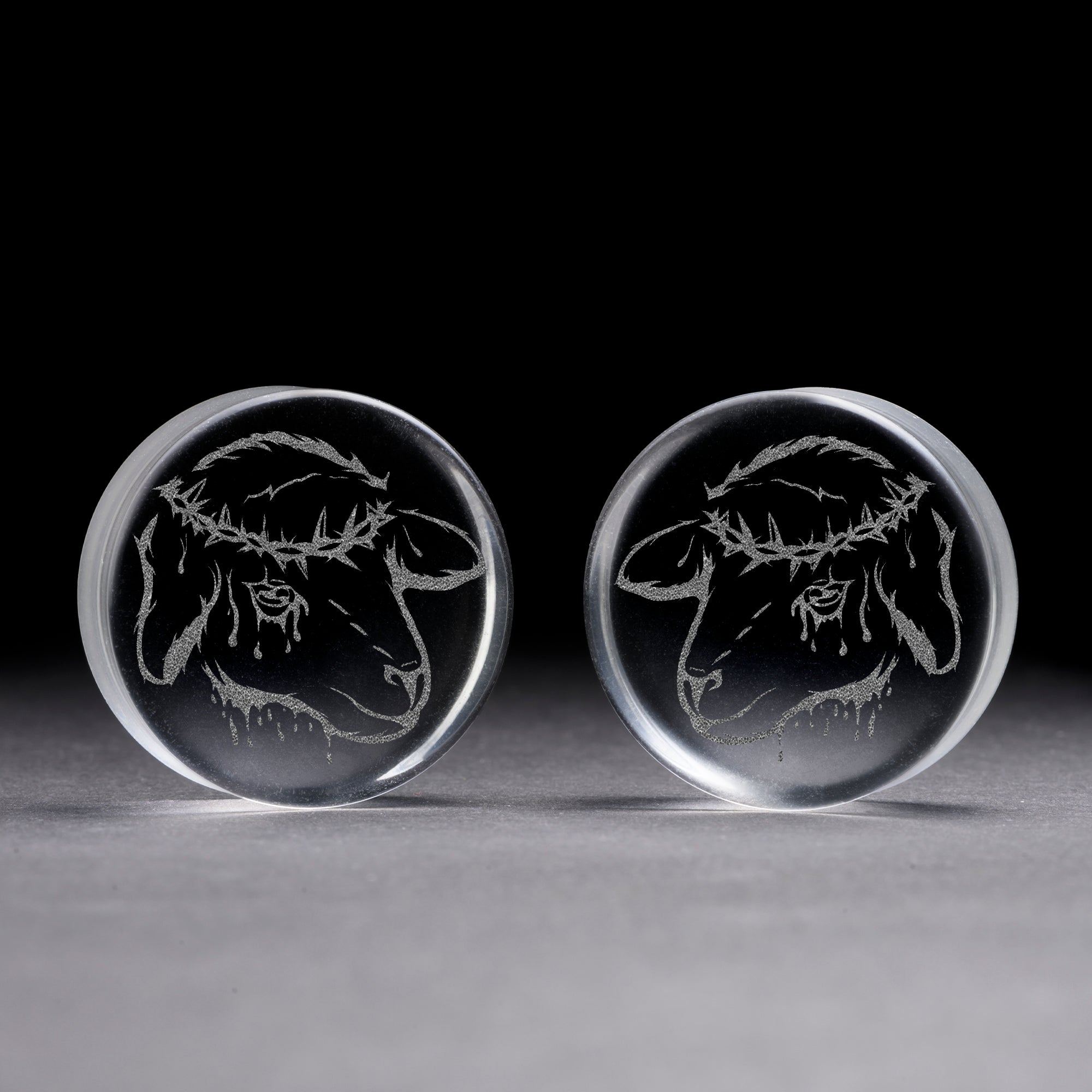 Starburst Mandala Ornamental Tattoo Plug / Gauge - Black Glass | Flat Faced Double Flare