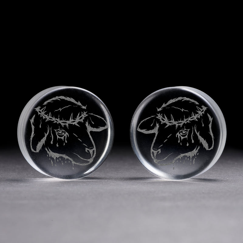 Plug / Gauge Agneau sacrificiel - Verre transparent | Face plate double évasé