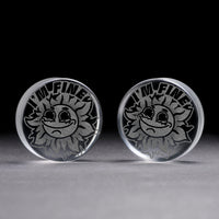 Plug / Gauge Tournesol qui pleure I'm Fine - Verre transparent | Face plate double évasé