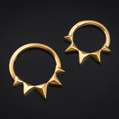 Gold Spiked ASTM F136 Titanium Segment Clicker Septum Nose Ring