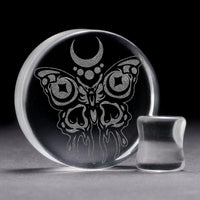 Plug / Gauge Papillon - Verre transparent | Face plate double évasé