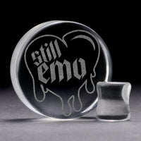 Plug / Gauge Cœur dégoulinant Still Emo - Verre transparent | Face plate double évasé