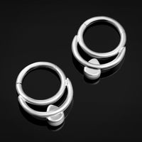 Septum Clicker, argent, double anneau avec goutte, titane