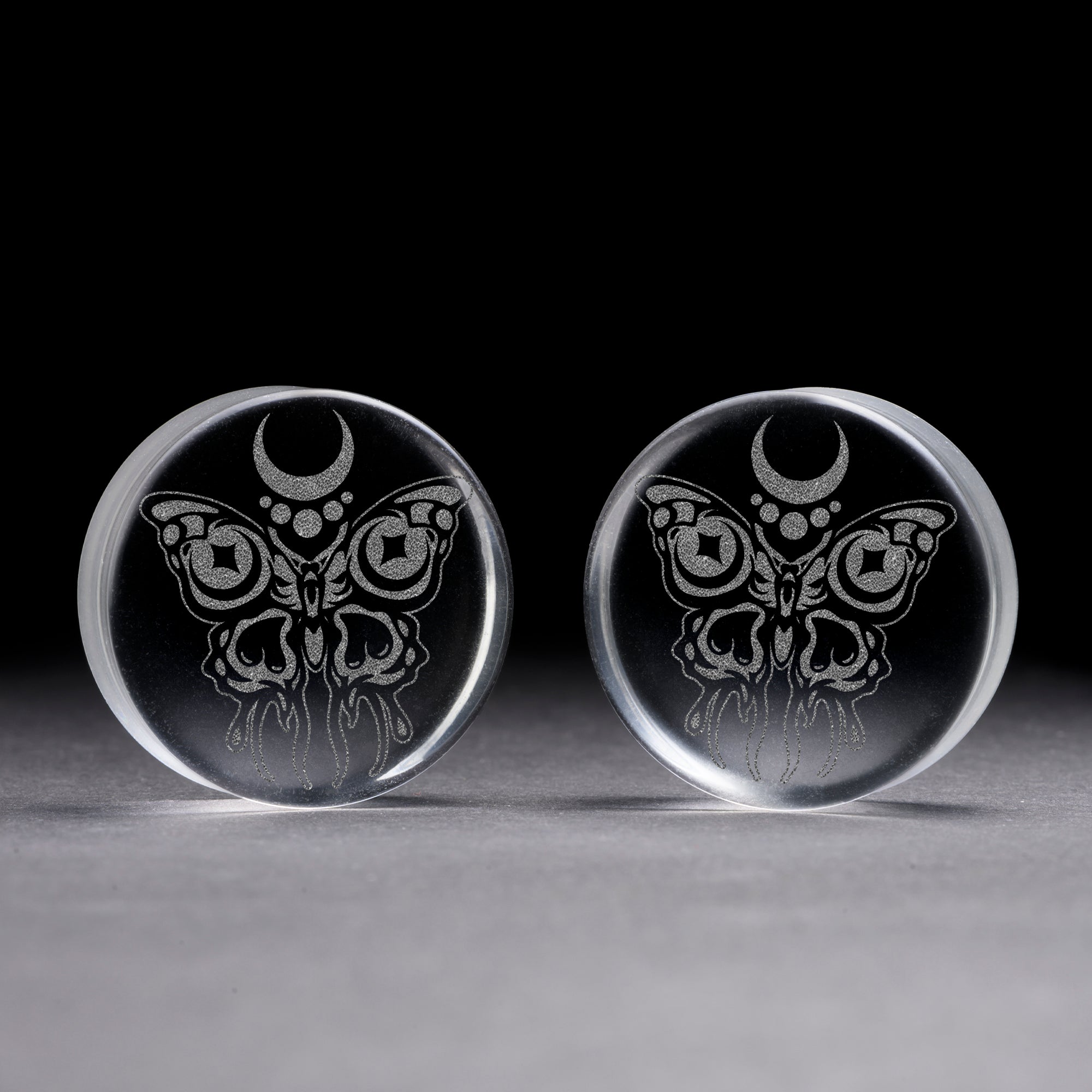 Starburst Mandala Ornamental Tattoo Plug / Gauge - Black Glass | Flat Faced Double Flare