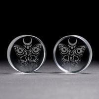 Plug / Gauge Papillon - Verre transparent | Face plate double évasé