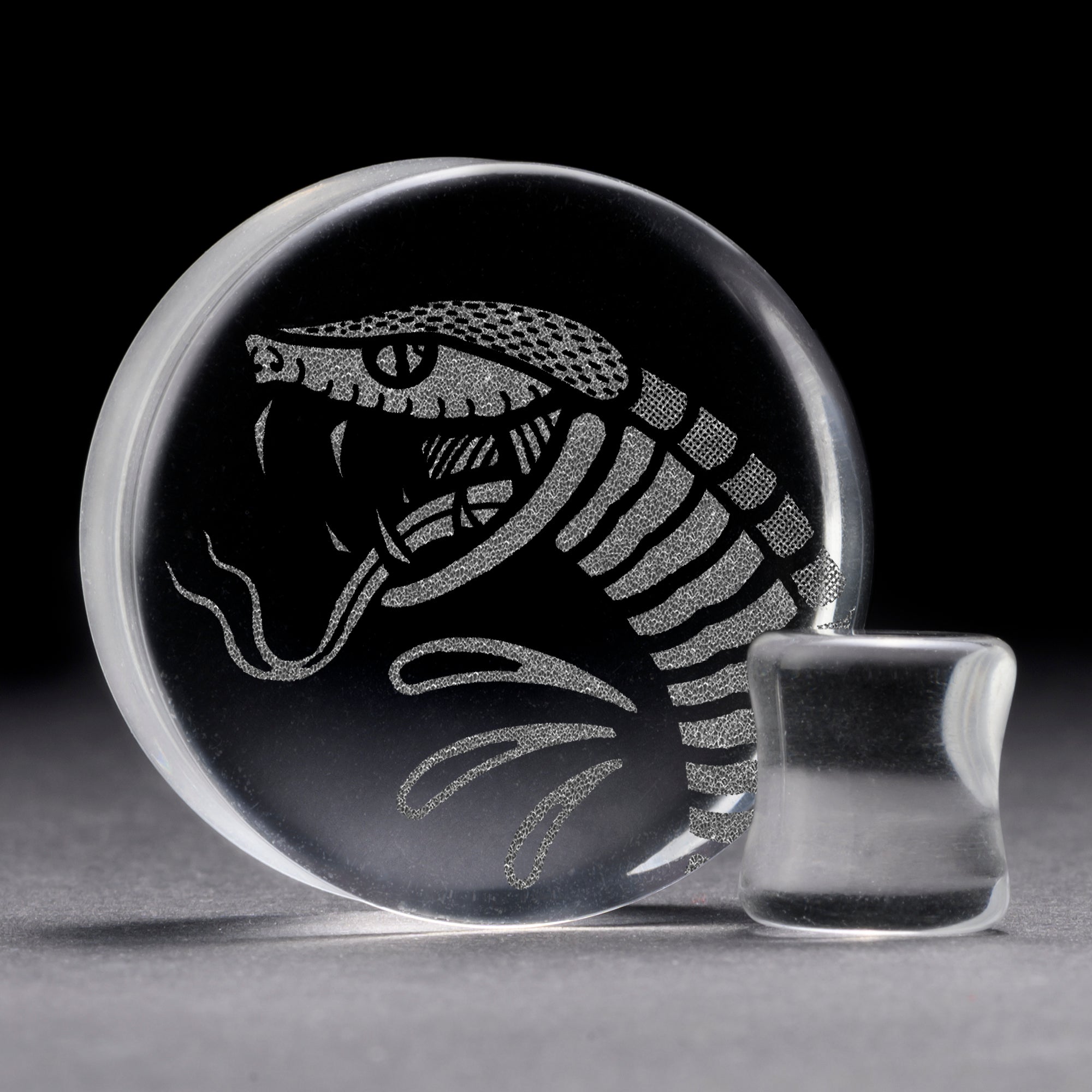 Schlangenbiss Plug / Manschette - Klares Glas | Flache Doppelkonische Ausführung