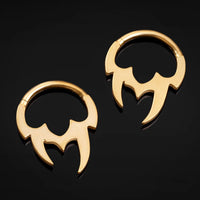 Clicker pour septum, doré, pointe tribale asymétrique, titane ASTM F136,