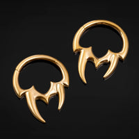 Clicker pour septum, doré, pointe tribale asymétrique, titane ASTM F136,
