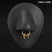 Clicker pour septum, doré, pointe tribale asymétrique, titane ASTM F136,