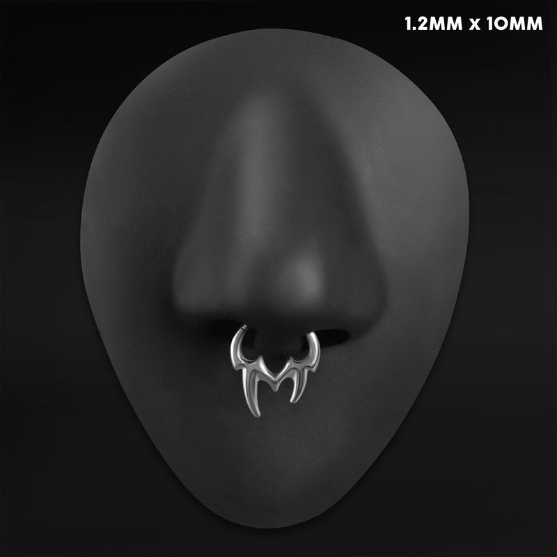 Septum Clicker, Silver, Asymmetrical Tribal Spike, ASTM F136 Titanium