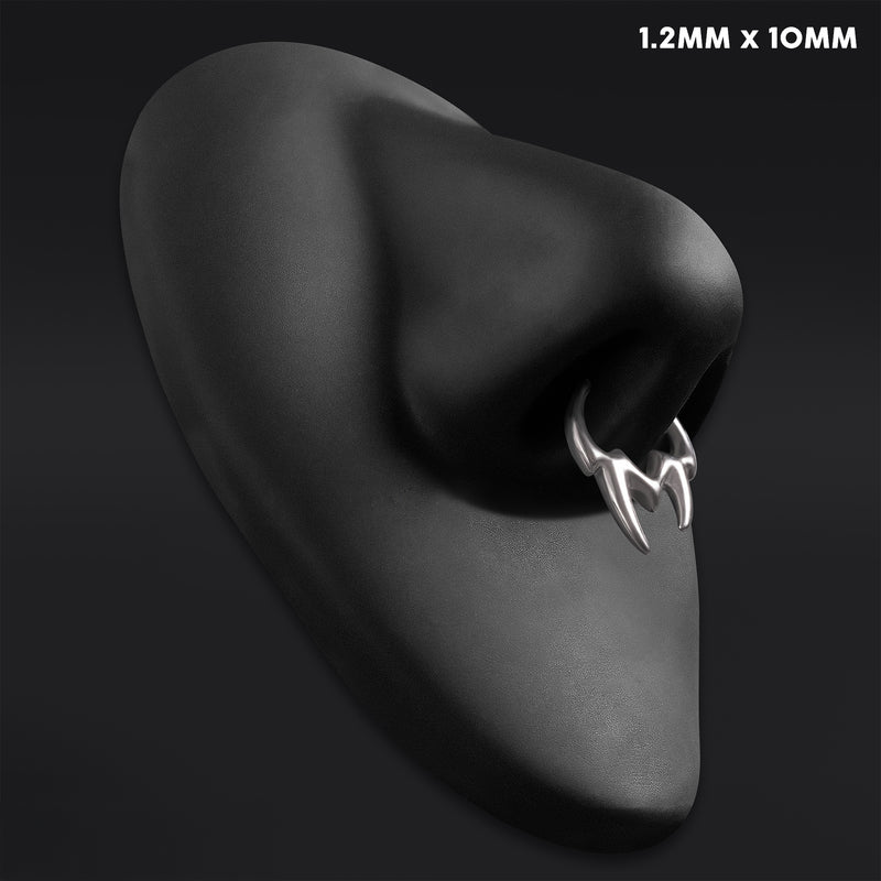 Septum Clicker, Silver, Asymmetrical Tribal Spike, ASTM F136 Titanium