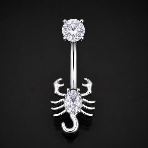 Bauchnabelpiercing, Silber, Schmuckskorpion, Innengewinde, Titan, 1,6mm Stärke