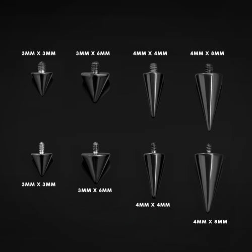 Internally Threaded Barbell Attachment, Black, Spike Attatchment, Titanium