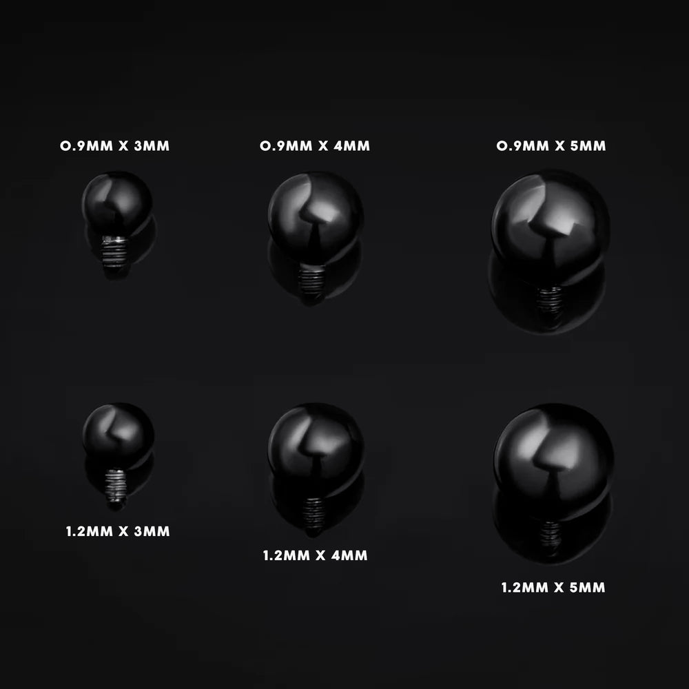 Black Titanium Internally Threaded Ball Attachment for Barbell, Labret, Horseshoe Bar and More - Black Ball Attachment for Barbell, Labret, Horseshoe Piercing Bar and More