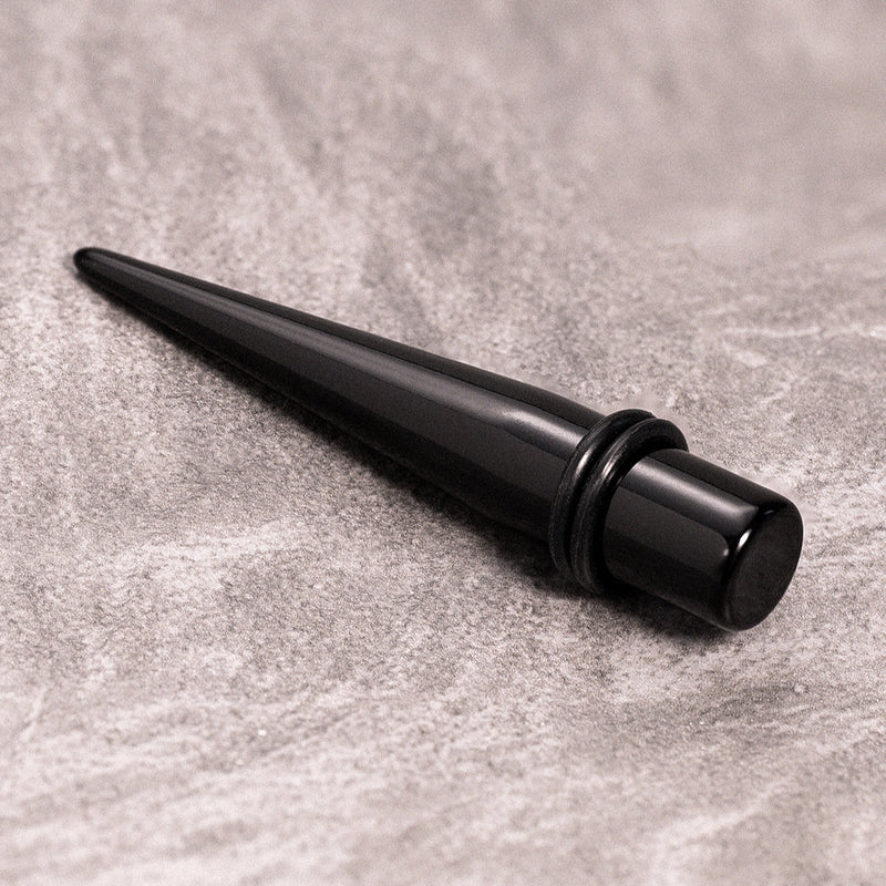 Taper Plug / Gauge d'étirement d'oreille noir, à l'unité, 1.6mm à 20mm