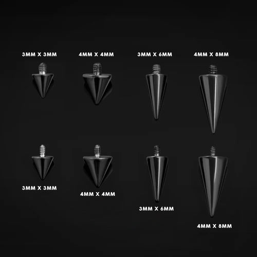 Internally Threaded Barbell Attachment, Black, Spike Attachment, Titanium