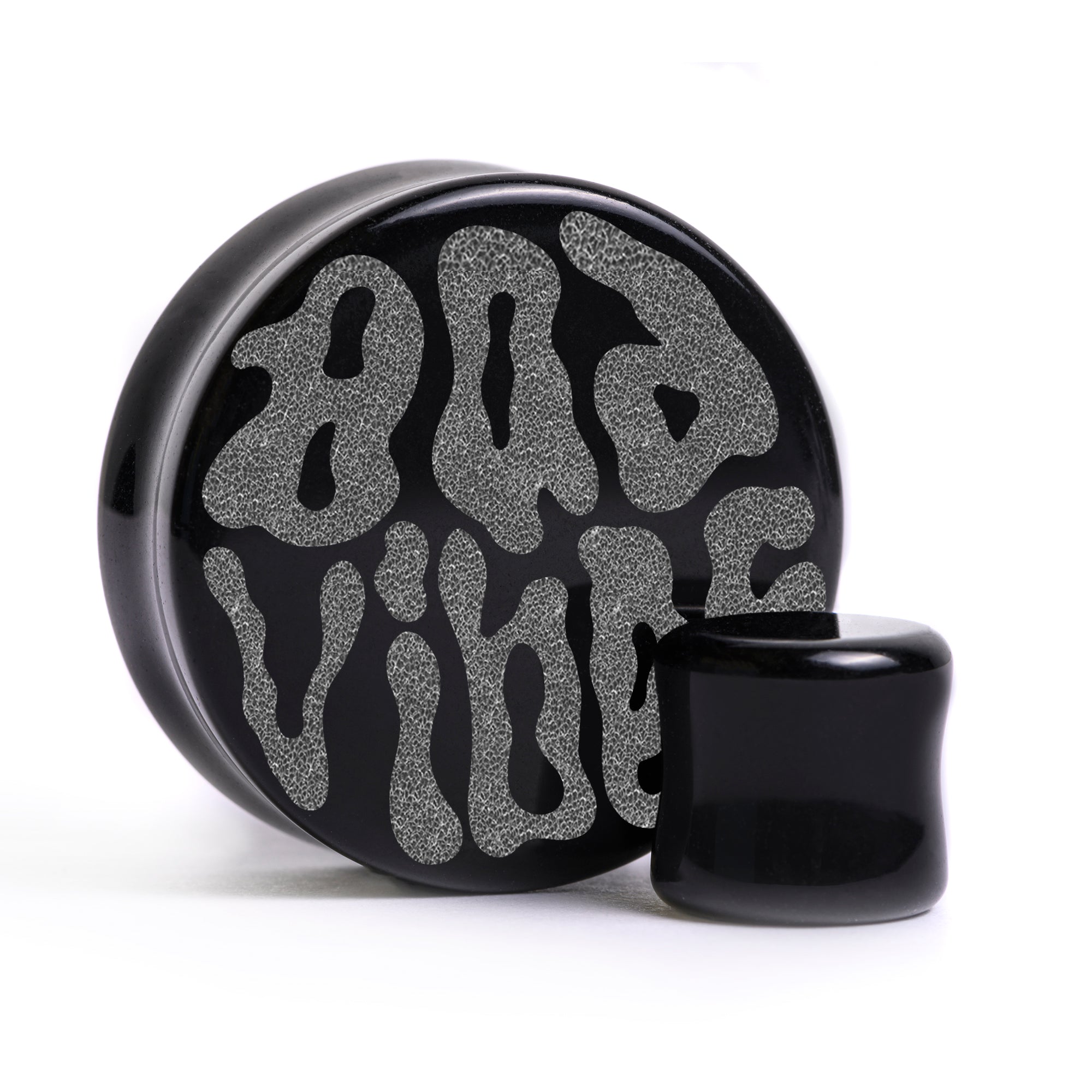Leviathan Cross Plug / gauge - Schwarzes Glas | Doppelaufgeweitet mit flachem Gesicht