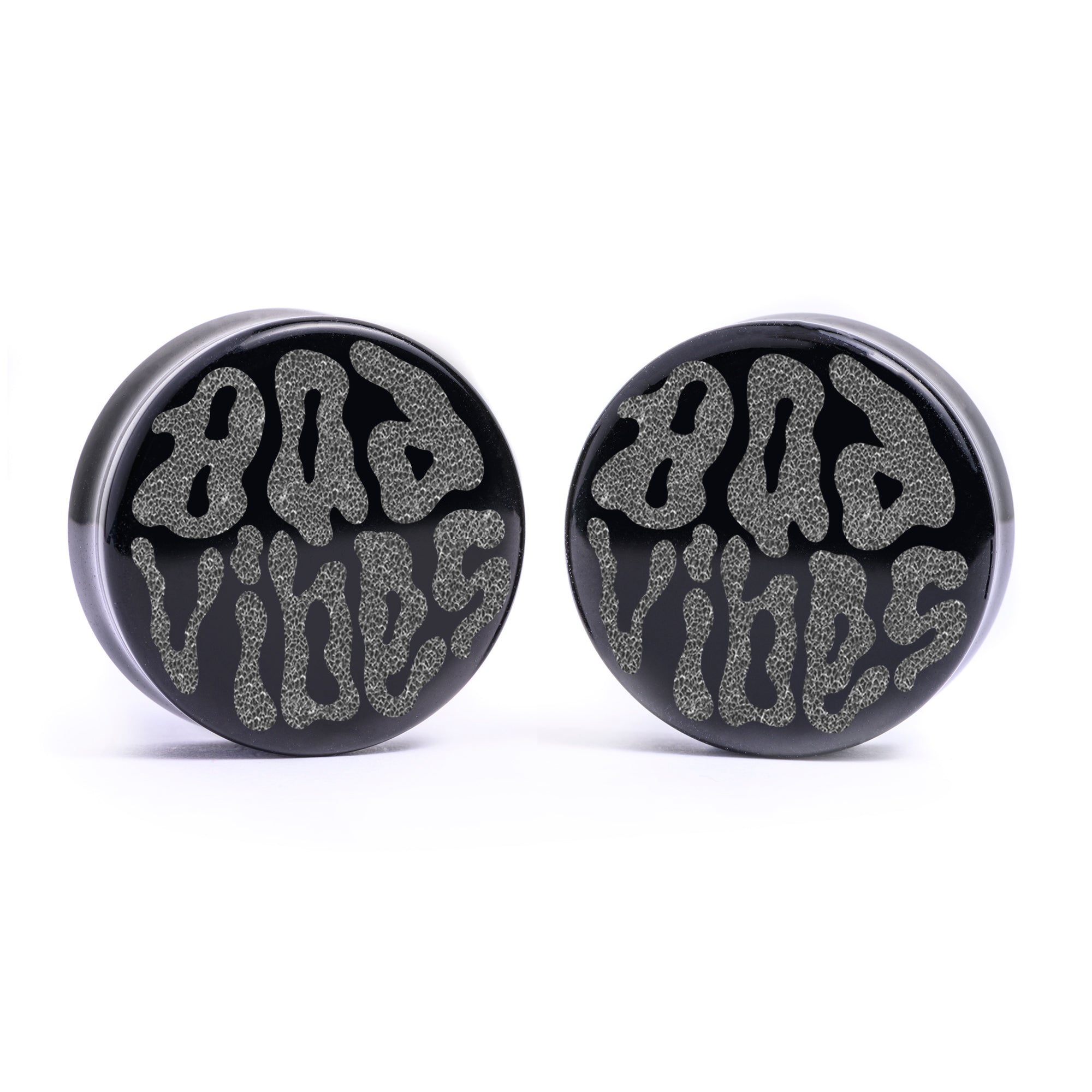 Leviathan Cross Plug / gauge - Schwarzes Glas | Doppelaufgeweitet mit flachem Gesicht