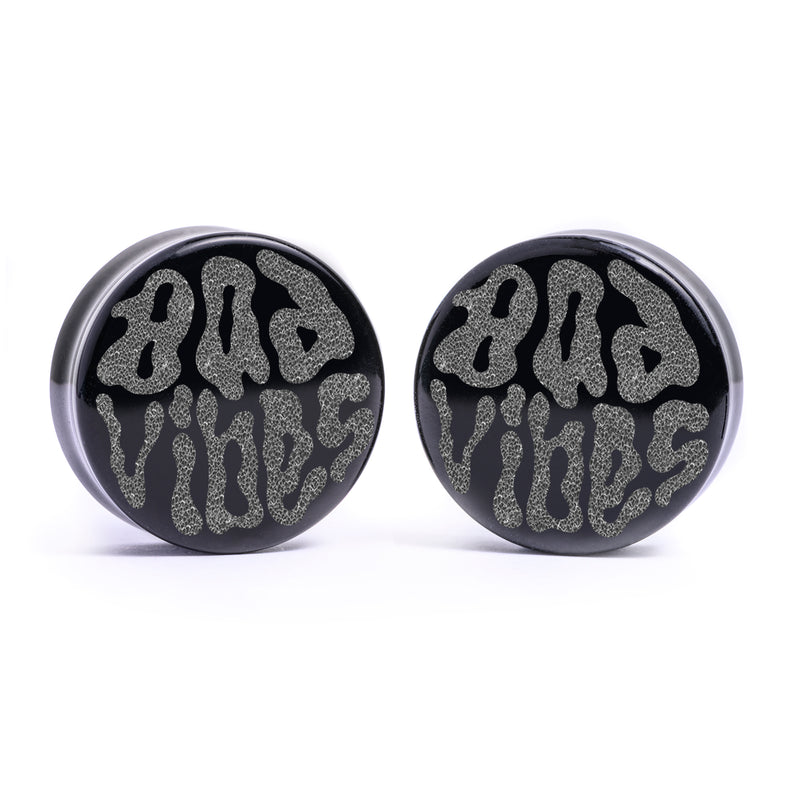 Bad Vibes Plug / Gauge - Verre noir | Double flare à face plate