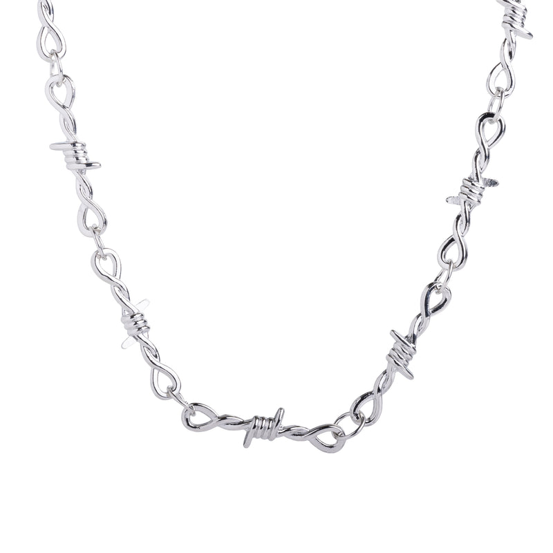 Collier fil barbelé argenté