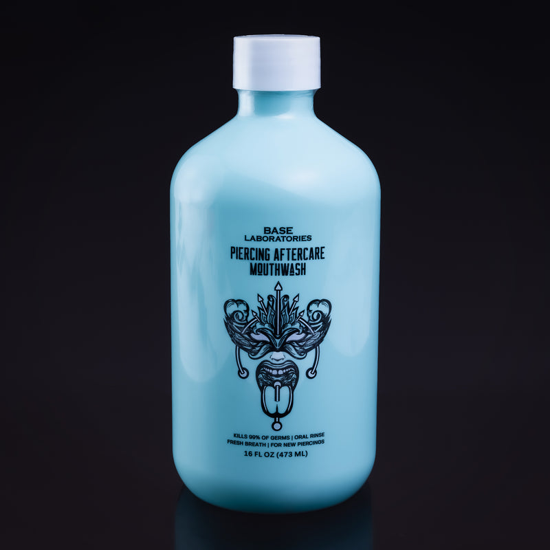Base Laboratories Bain de bouche de soin buccal après piercing – rinçage cicatrisant sans alcool (16 oz)