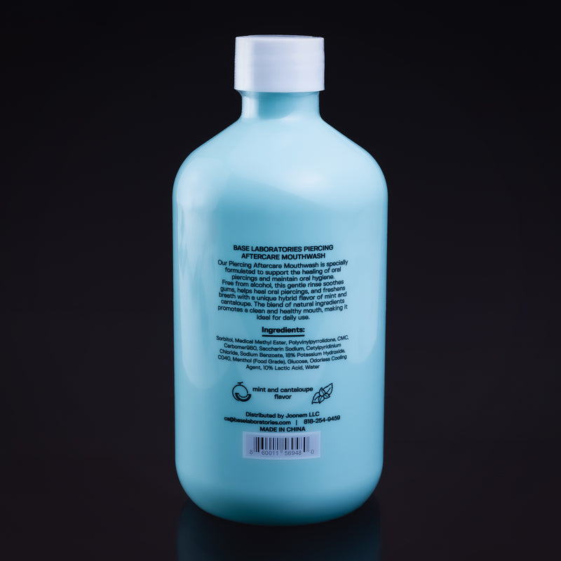 Base Laboratories Bain de bouche de soin buccal après piercing – rinçage cicatrisant sans alcool (16 oz)