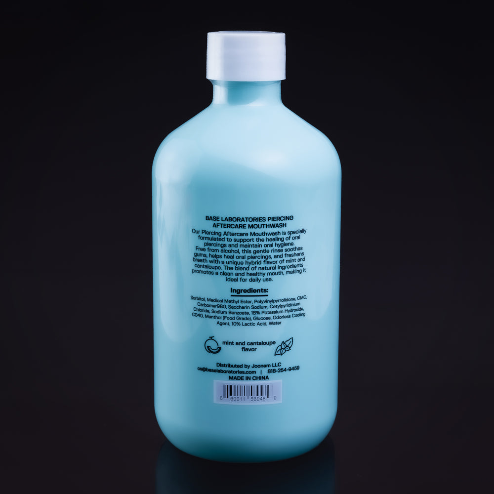 Base Laboratories Piercing Aftercare Oral Care Mouthwash – Alcohol-Free Healing Rinse (16 oz) - Base Laboratories Piercing Aftercare Oral Care Mouthwash 