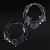 Poids d'oreille chauve-souris en acier noir - Paire