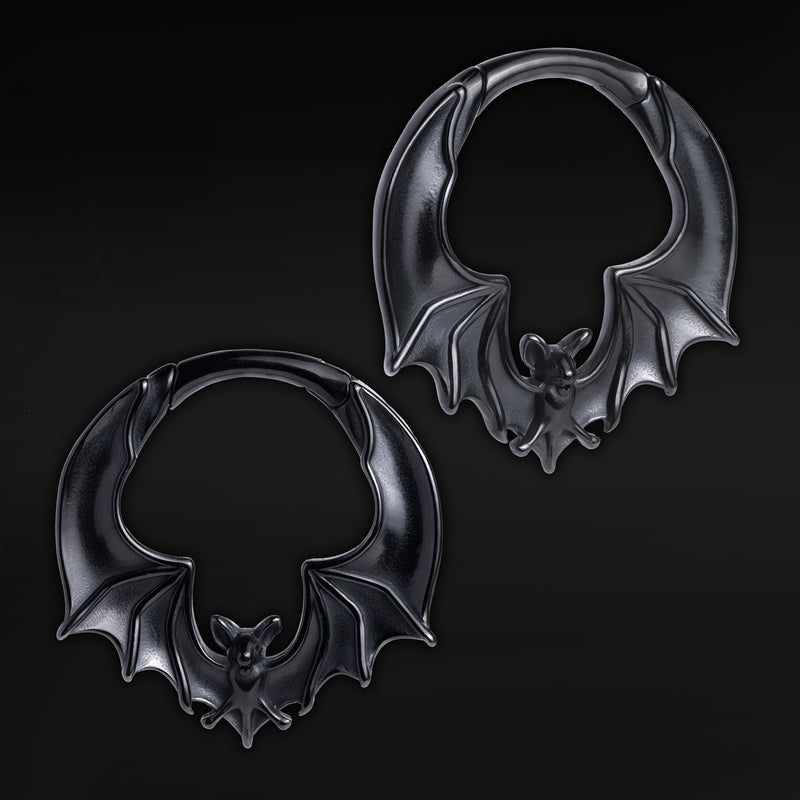 Poids d'oreille chauve-souris en acier noir - Paire