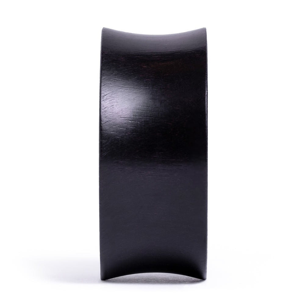 Black Ebony Concave Wood Ear Tunnel - Double Flare Wooden Ear Plugs / Gauges in 8mm (0g) - 30mm (1.18")