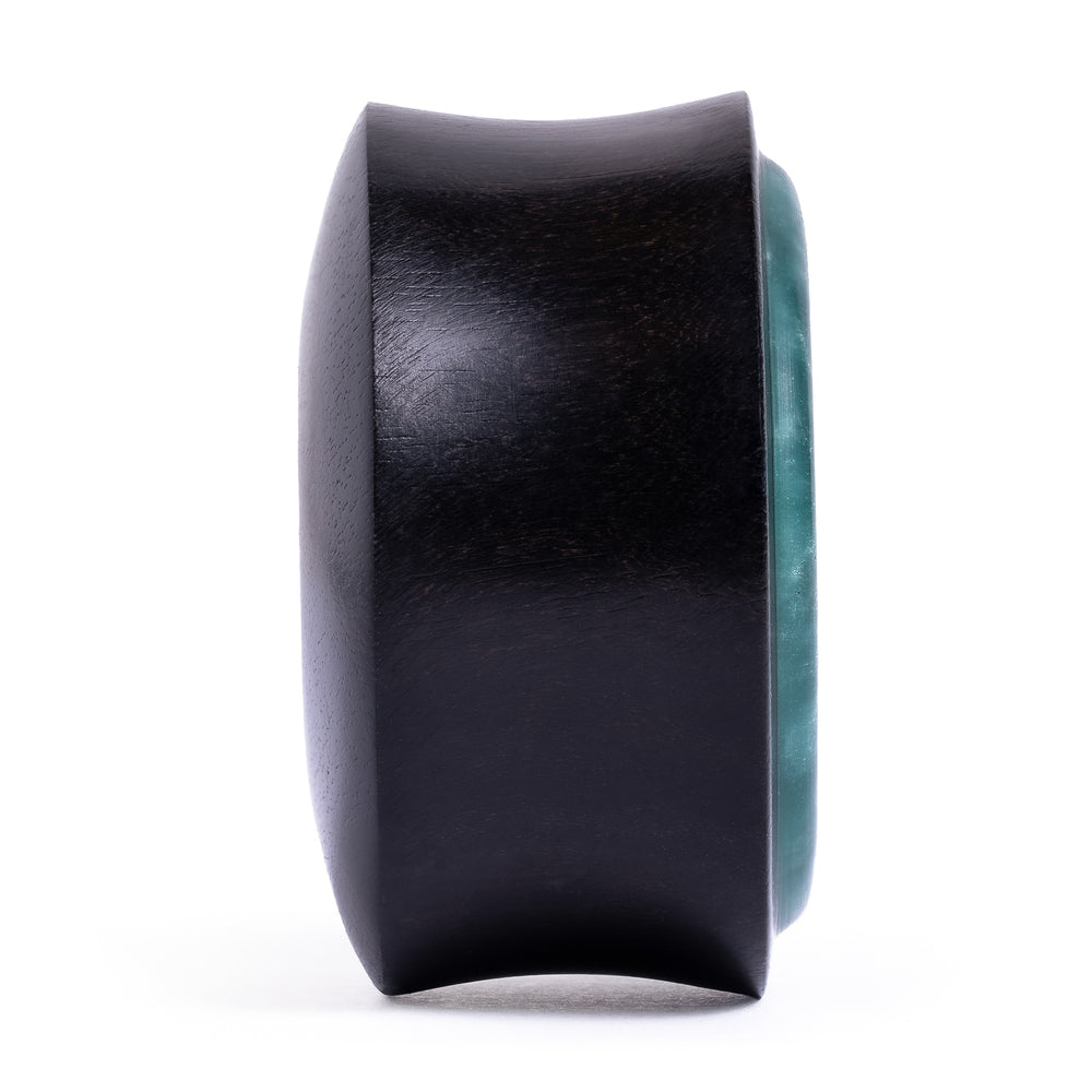 Black Ebony and Emerald Wood Tunnel - Double Flare Wooden Ear Plugs / Gauges in 8mm (0g) - 30mm (1.18")