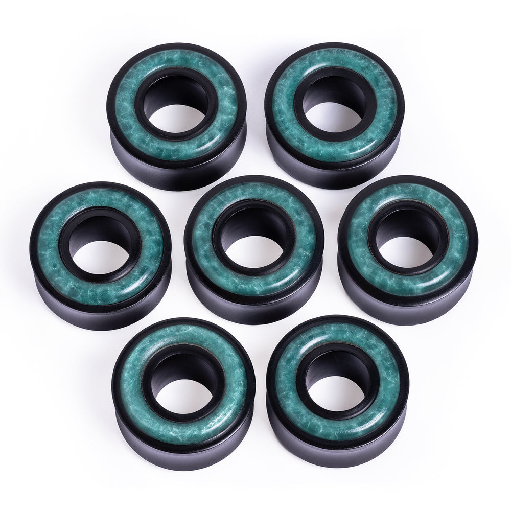 Black Ebony and Emerald Wood Tunnel - Double Flare Wooden Ear Plugs / Gauges in 8mm (0g) - 30mm (1.18")