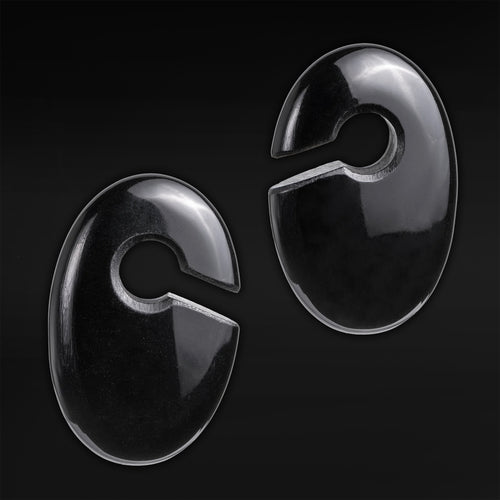 Black Onyx Stone - Oval Keyhole Ear Weights (Pair)
