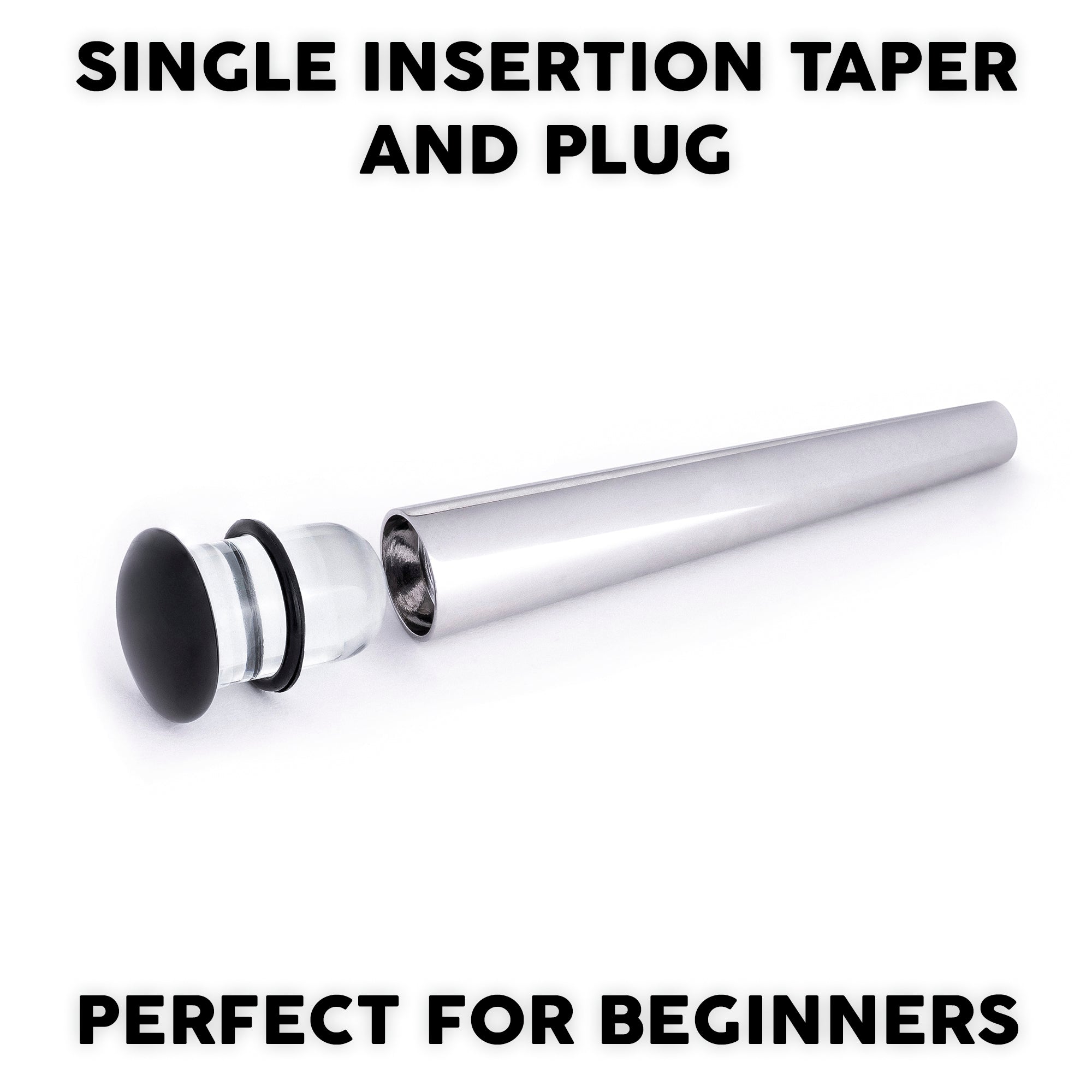 Black & Clear Glass Single Flare Plug With Insertion Tapers - Custom Plugs