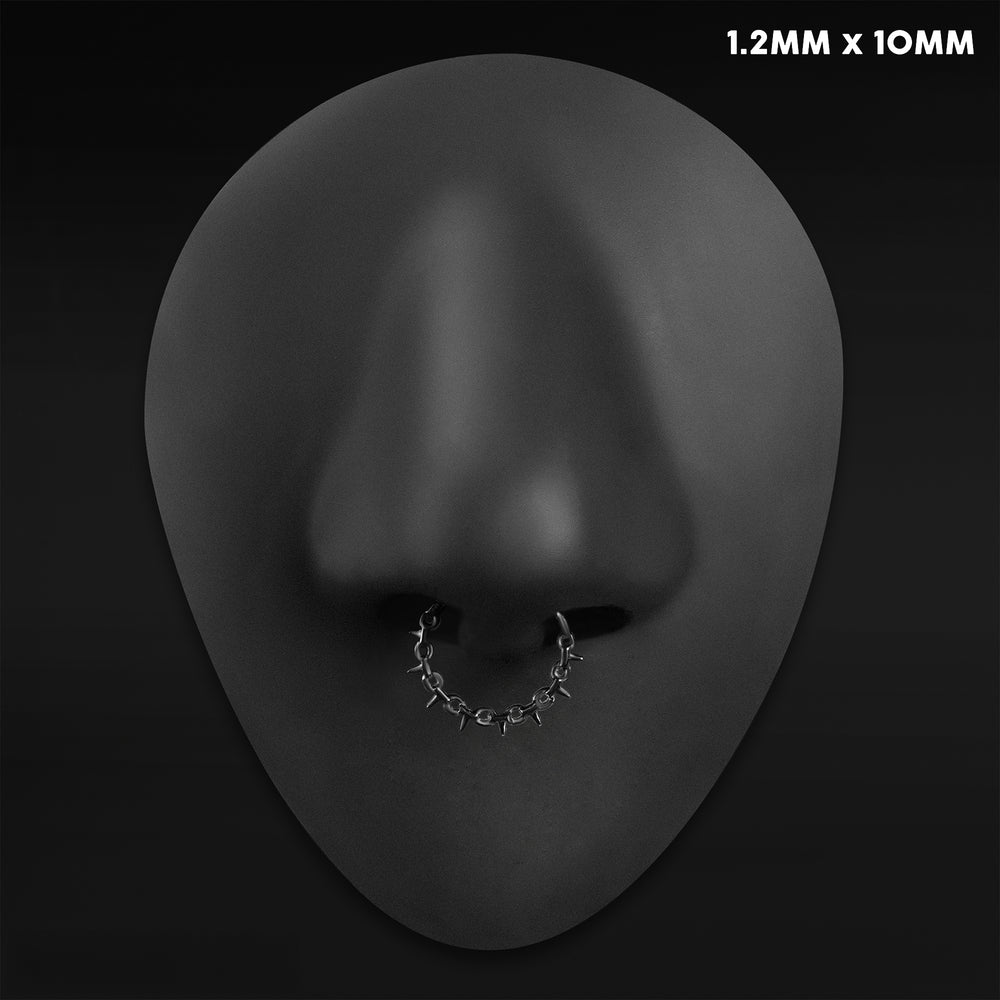 Black Spiked Chain ASTM F136 Titanium Segment Clicker Septum Nose Ring - ASTM F136 Titanium Hinged Segment Ring for Nose / Septum / Spiked Chain / 1.2mm 