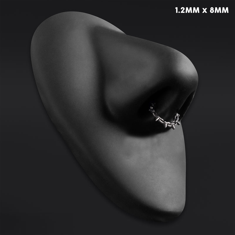 Septum clicker, noir, chaîne à pointes, titane