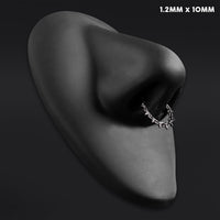 Septum clicker, noir, chaîne à pointes, titane