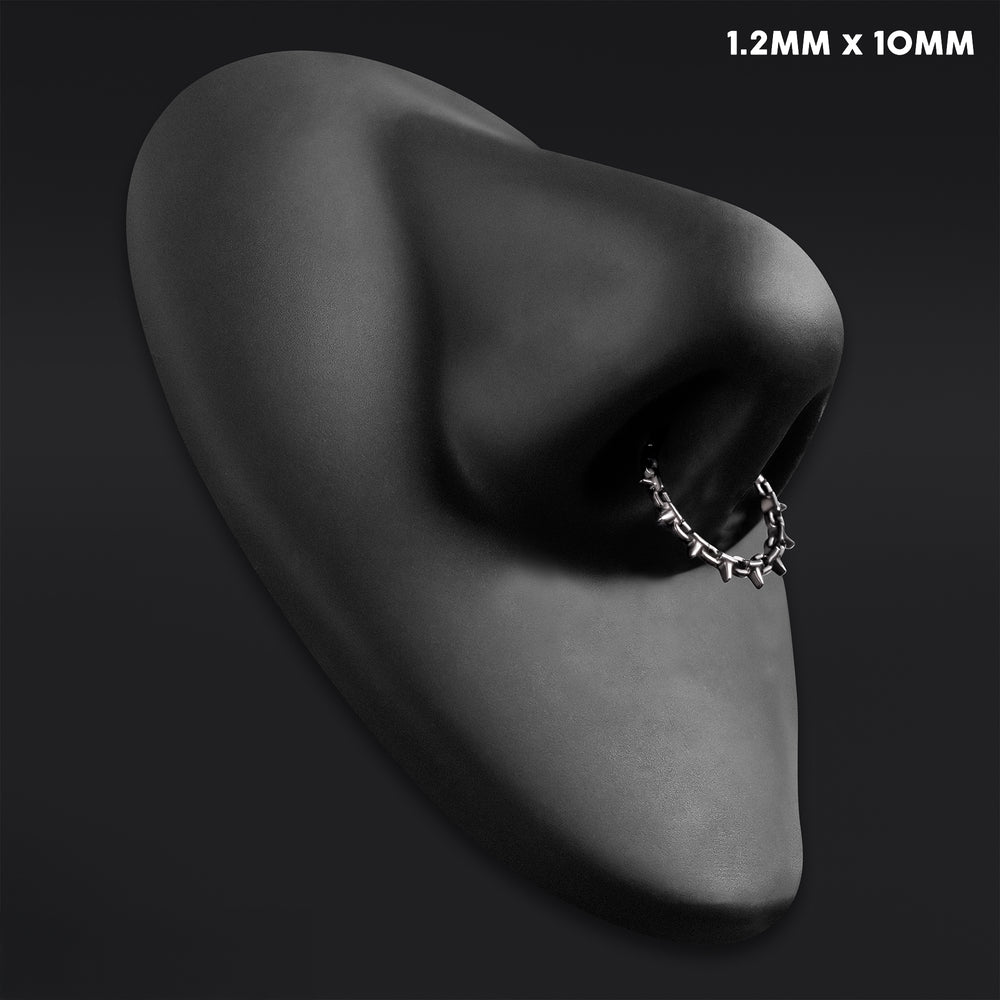Black Spiked Chain ASTM F136 Titanium Segment Clicker Septum Nose Ring - ASTM F136 Titanium Hinged Segment Ring for Nose / Septum / Spiked Chain / 1.2mm 