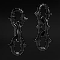 Black Steel Spiked Chain Link Ear Hangers - Pair