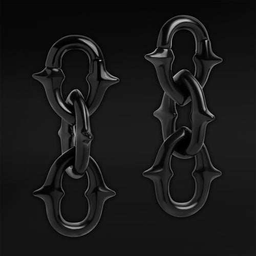 Black Spiked Chain Link Earring Hanger Ear Weights (Pair)