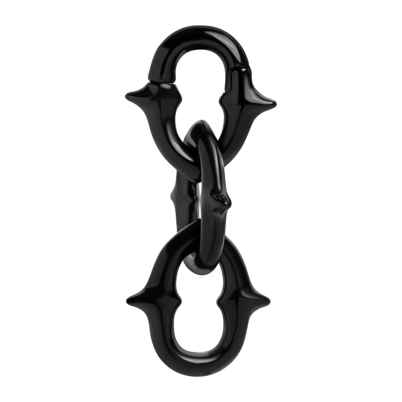 Black Steel Spiked Chain Link Ear Hangers - Pair