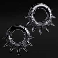 Poids d'oreille à pointes en acier noir - Paire